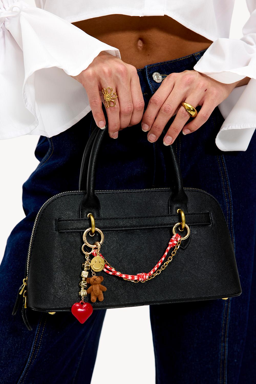Gold key ring with charms