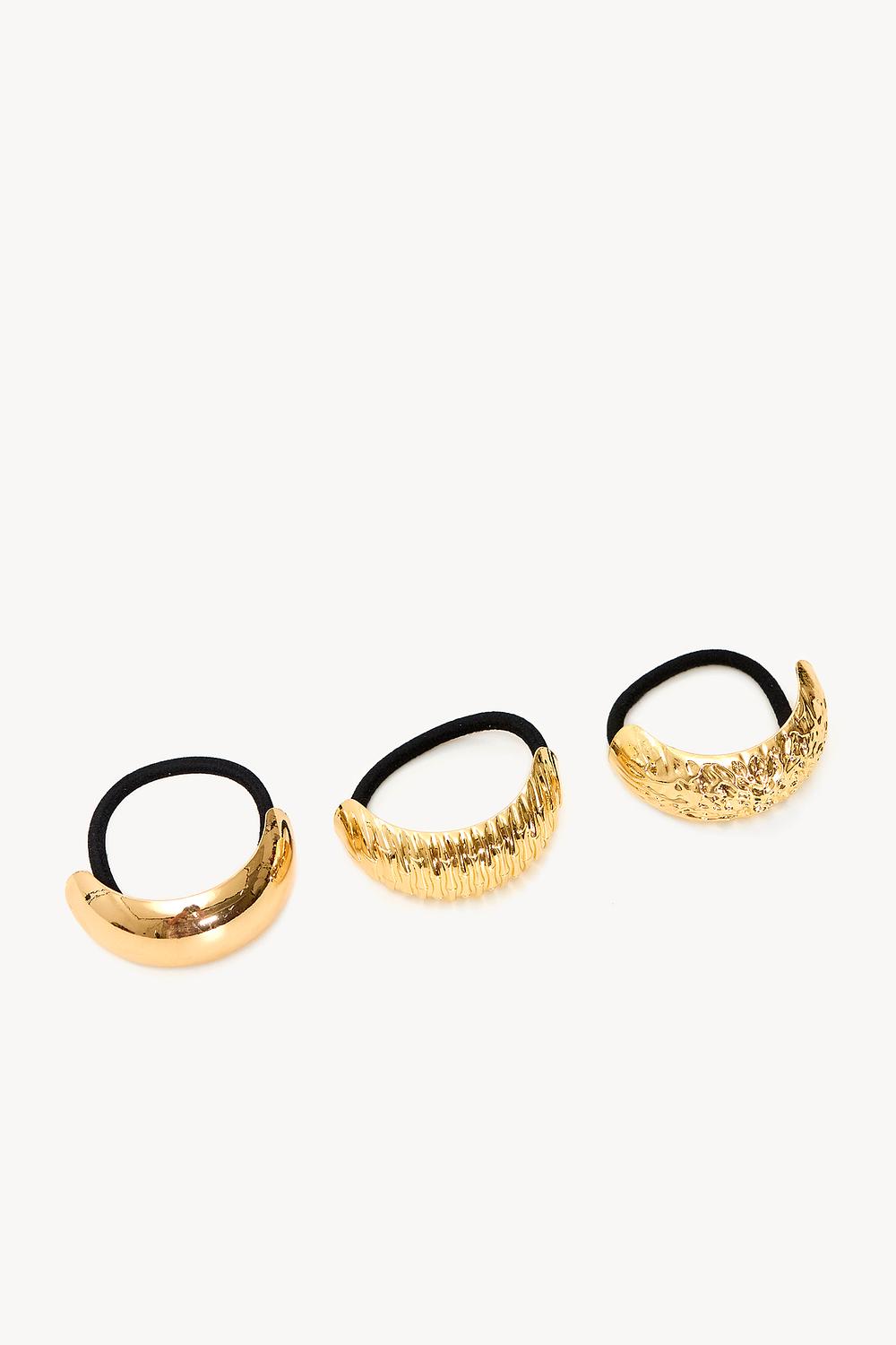 Lot de 3 élastiques à cheveux avec boucle dorée