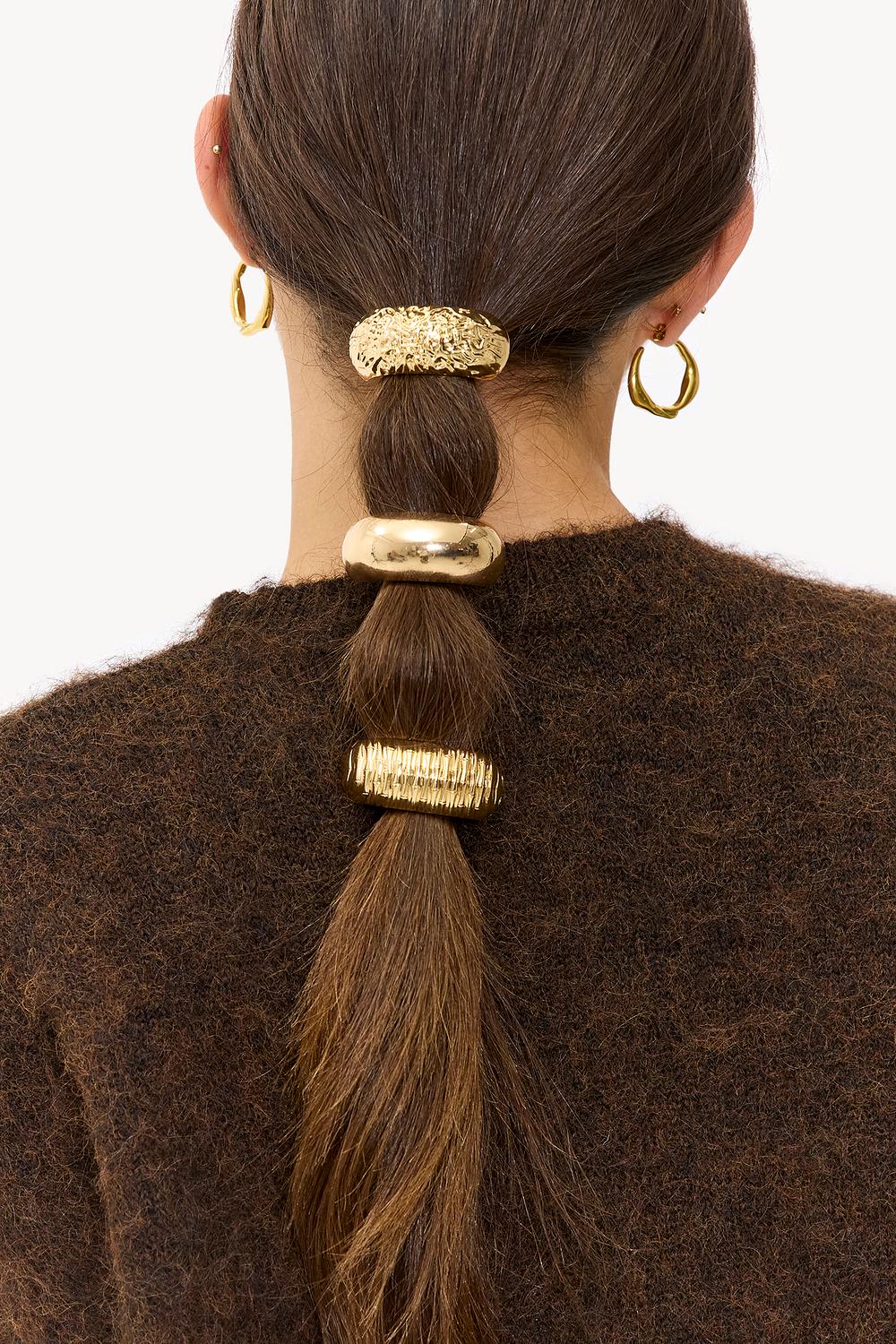 Haarelastiek met gouden buckle 3-pack