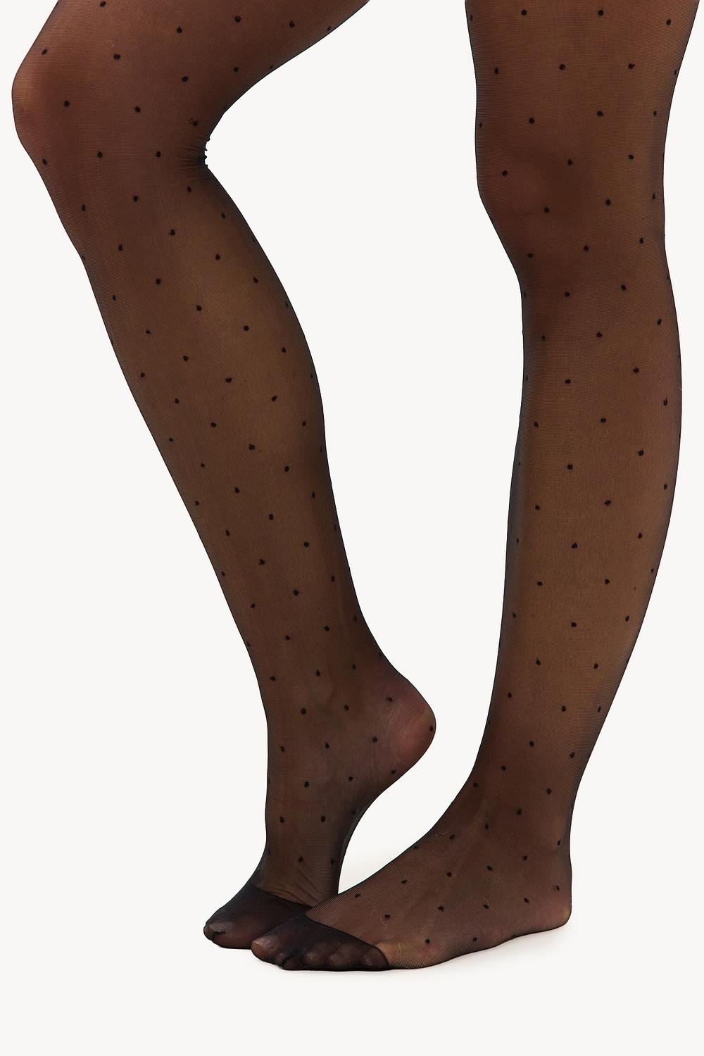 Medias negras con estampado de lunares