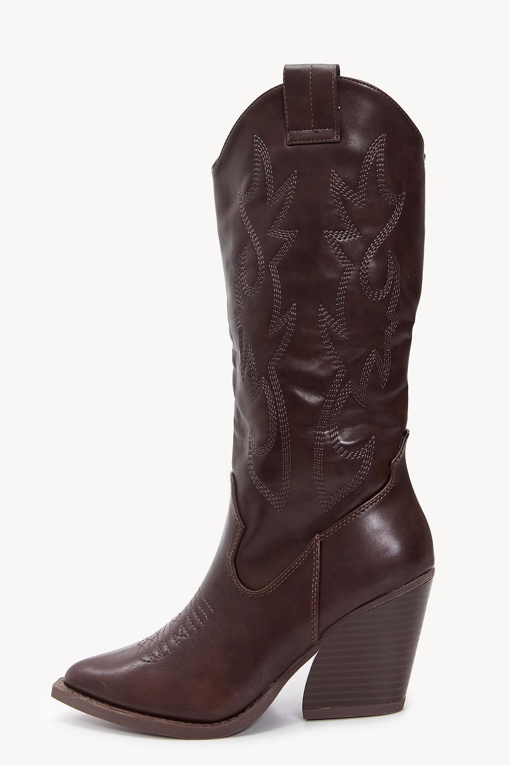 Brown cowboy boots with heels
