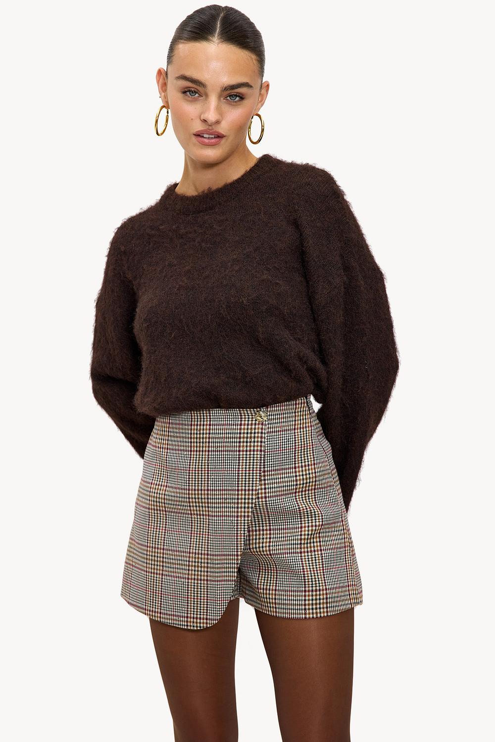 Beige skort with checkered print