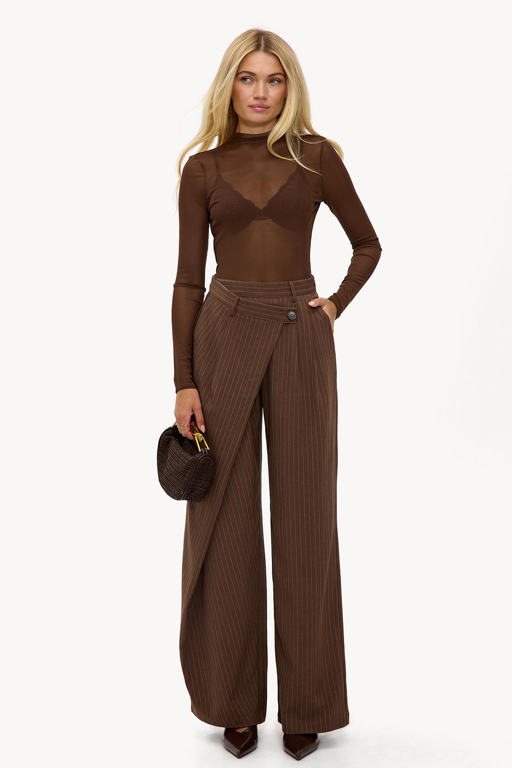 Brown striped trousers