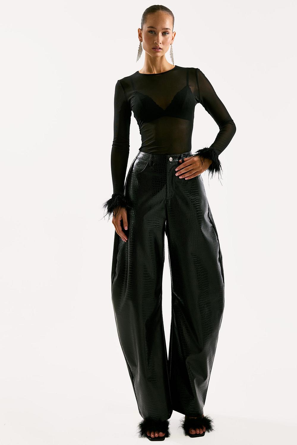 Pantalon ballon en PU noir