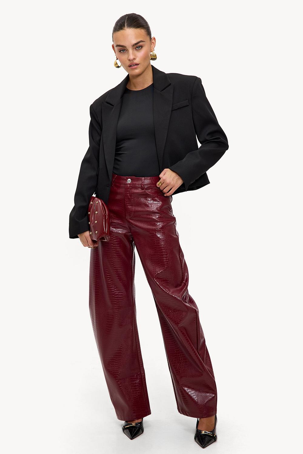 Red leather pants