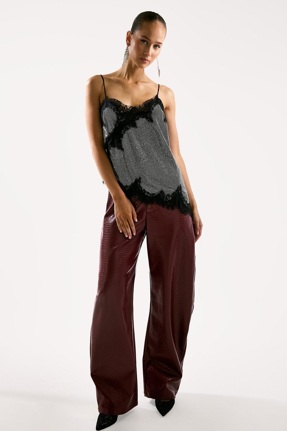 Pantalon ballon en PU rouge