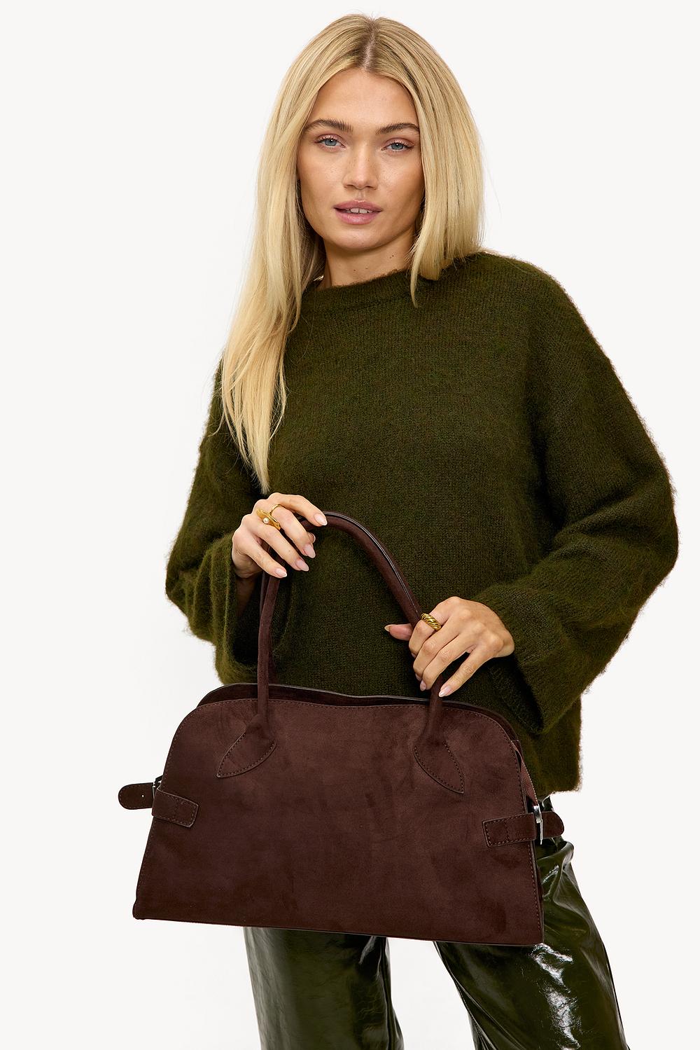 Bolso marrón de efecto ante