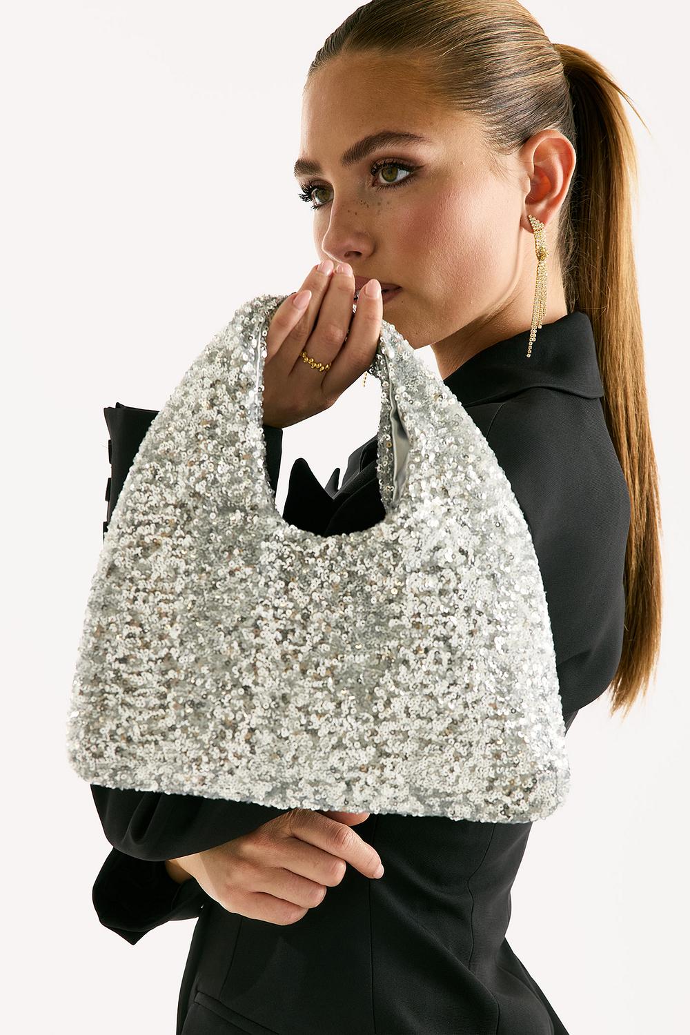 Silver sequin bag