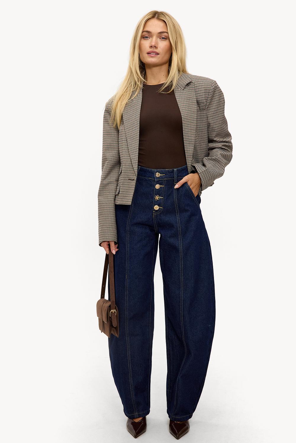 Blue denim balloon jeans