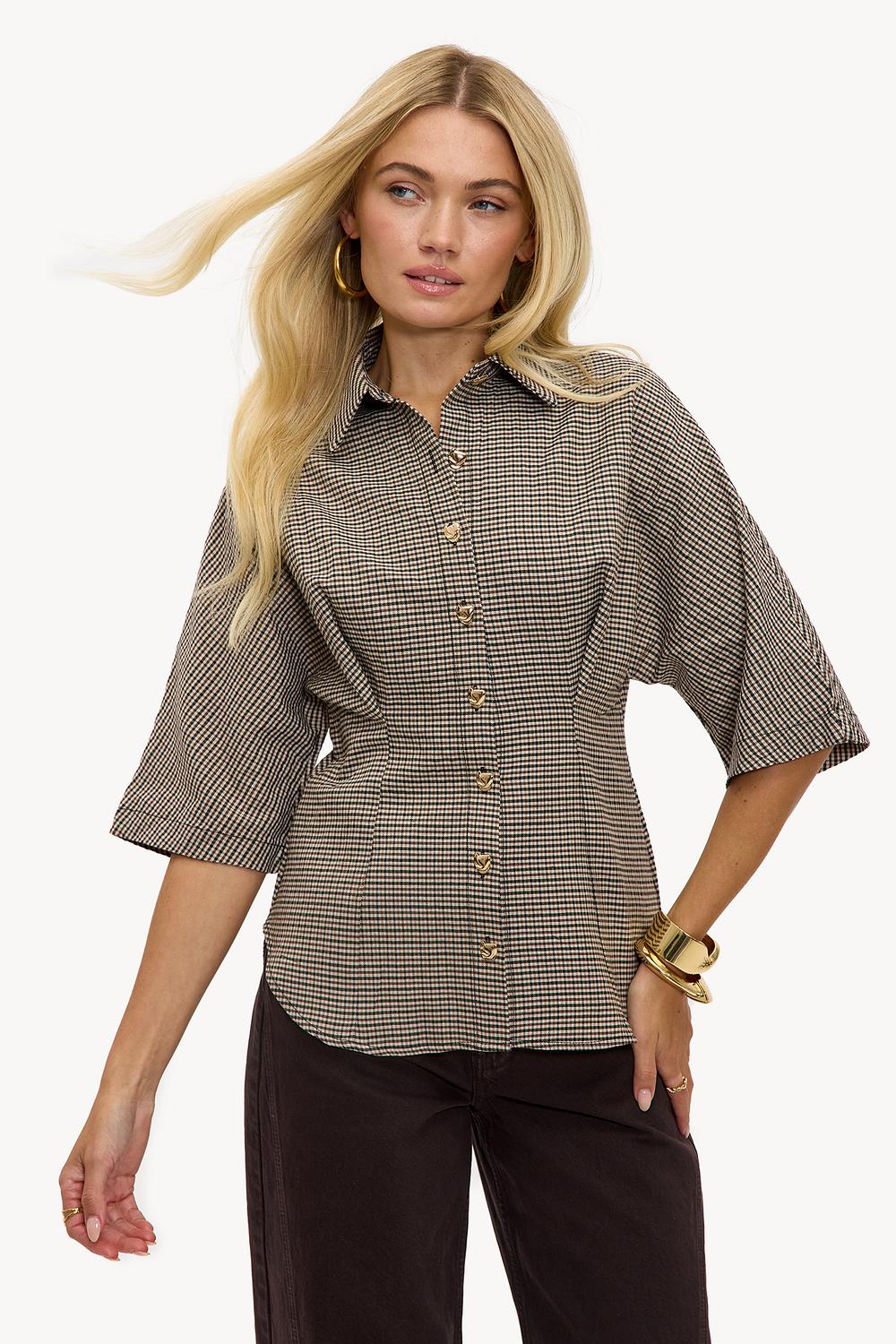 Brown checked blouse