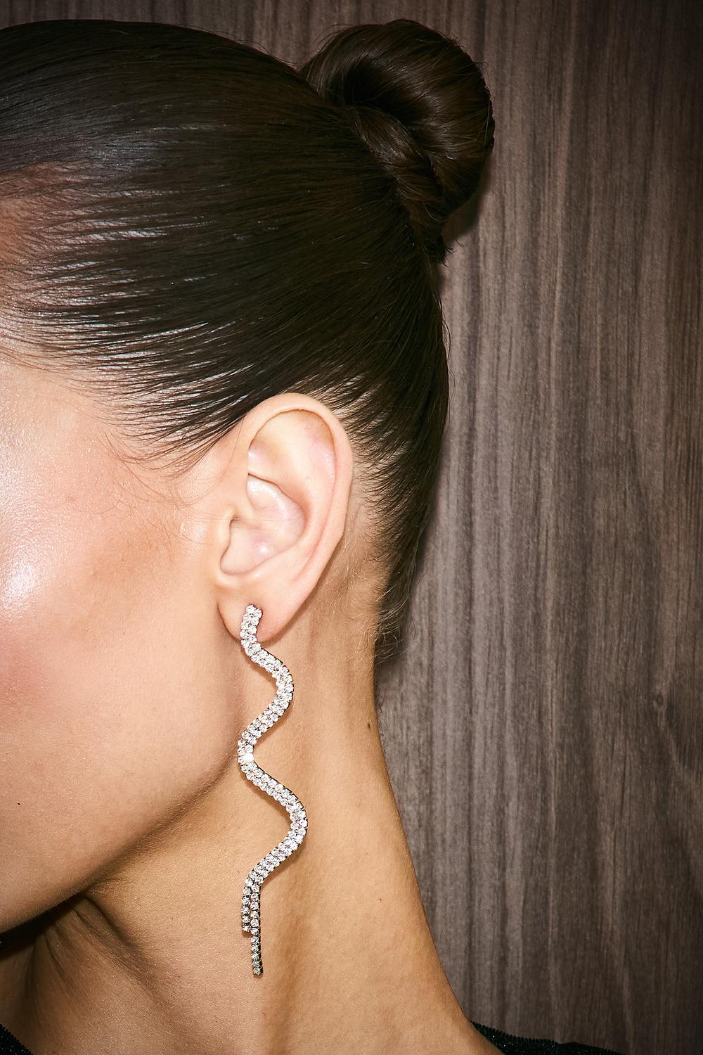 Silver earrings with rhinestones