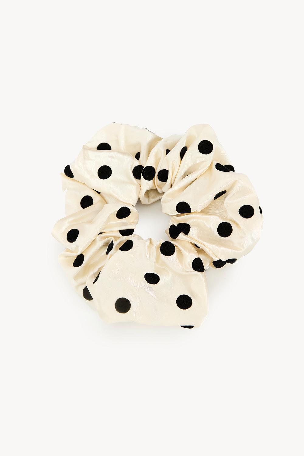 Chouchou blanc cassé à pois