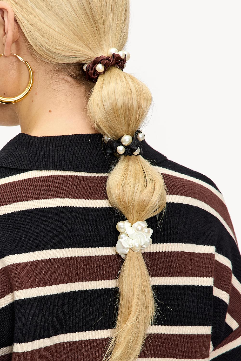 3-pack scrunchies with pearls