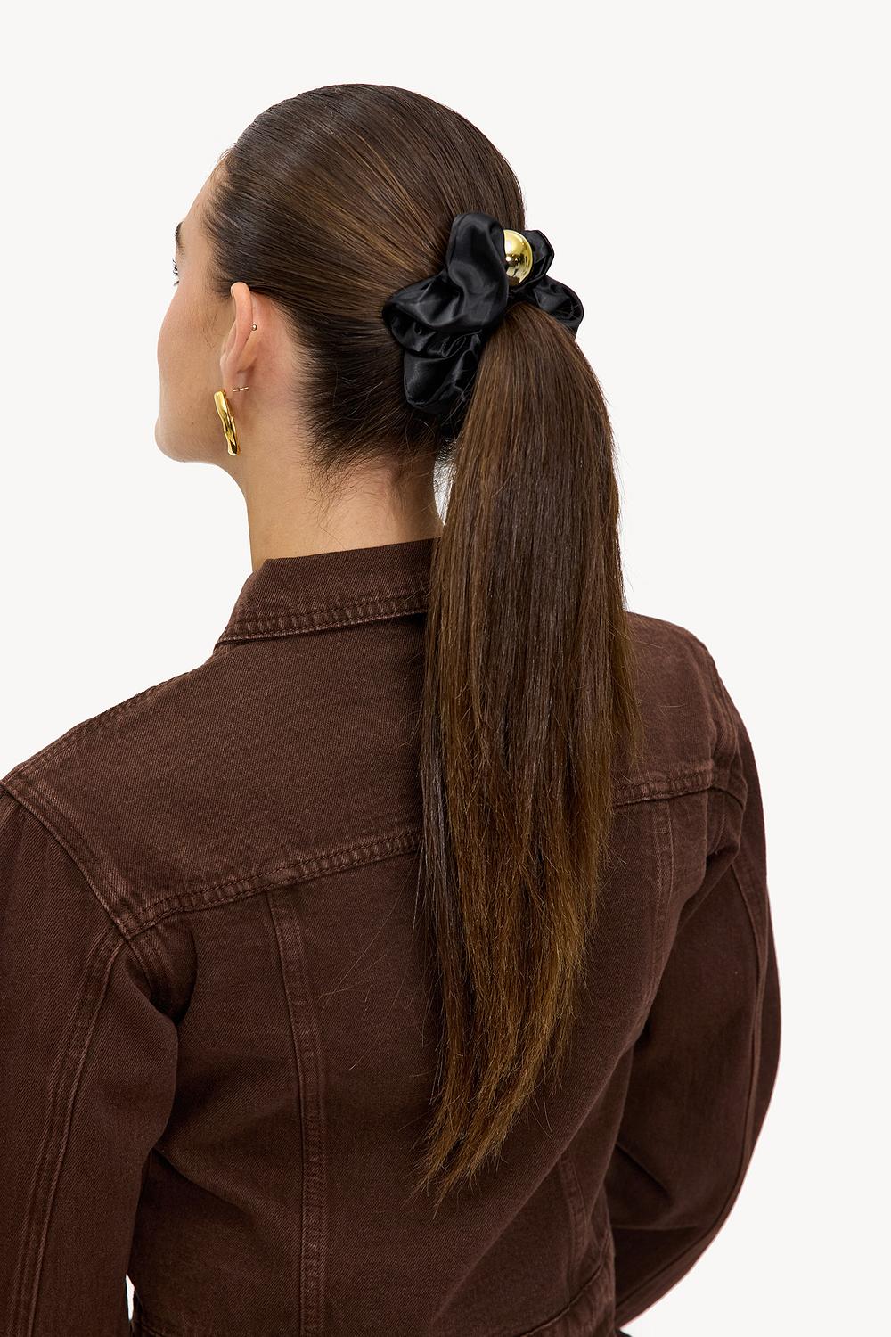 Black scrunchie with gold detail