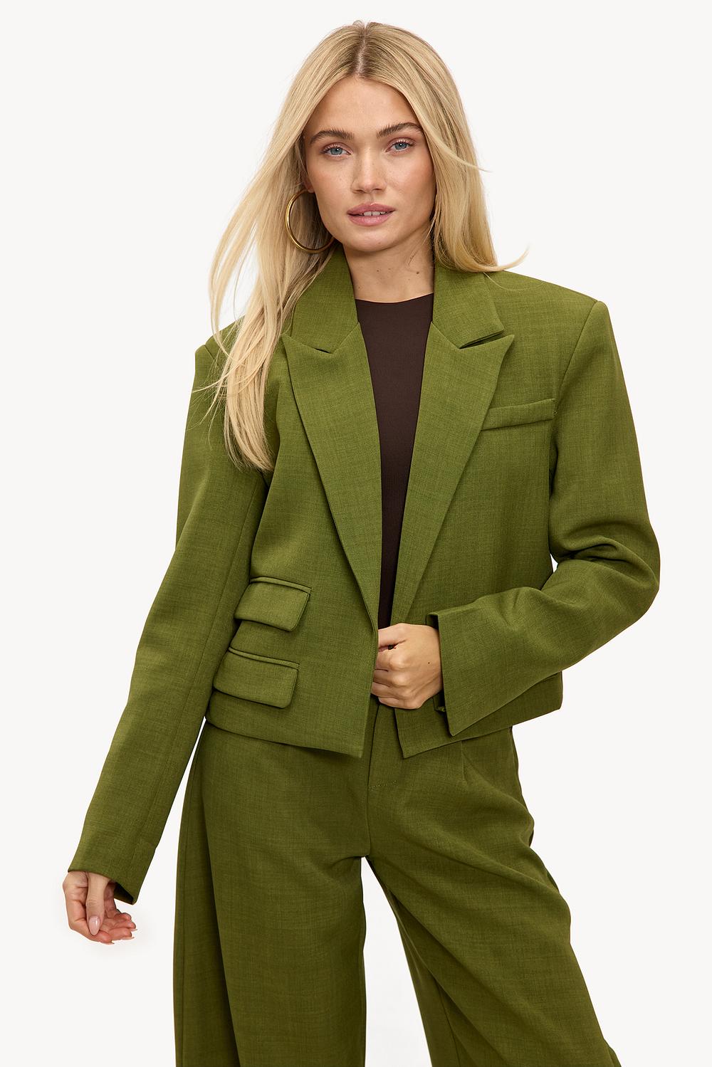 Blazer cropped vert foncé