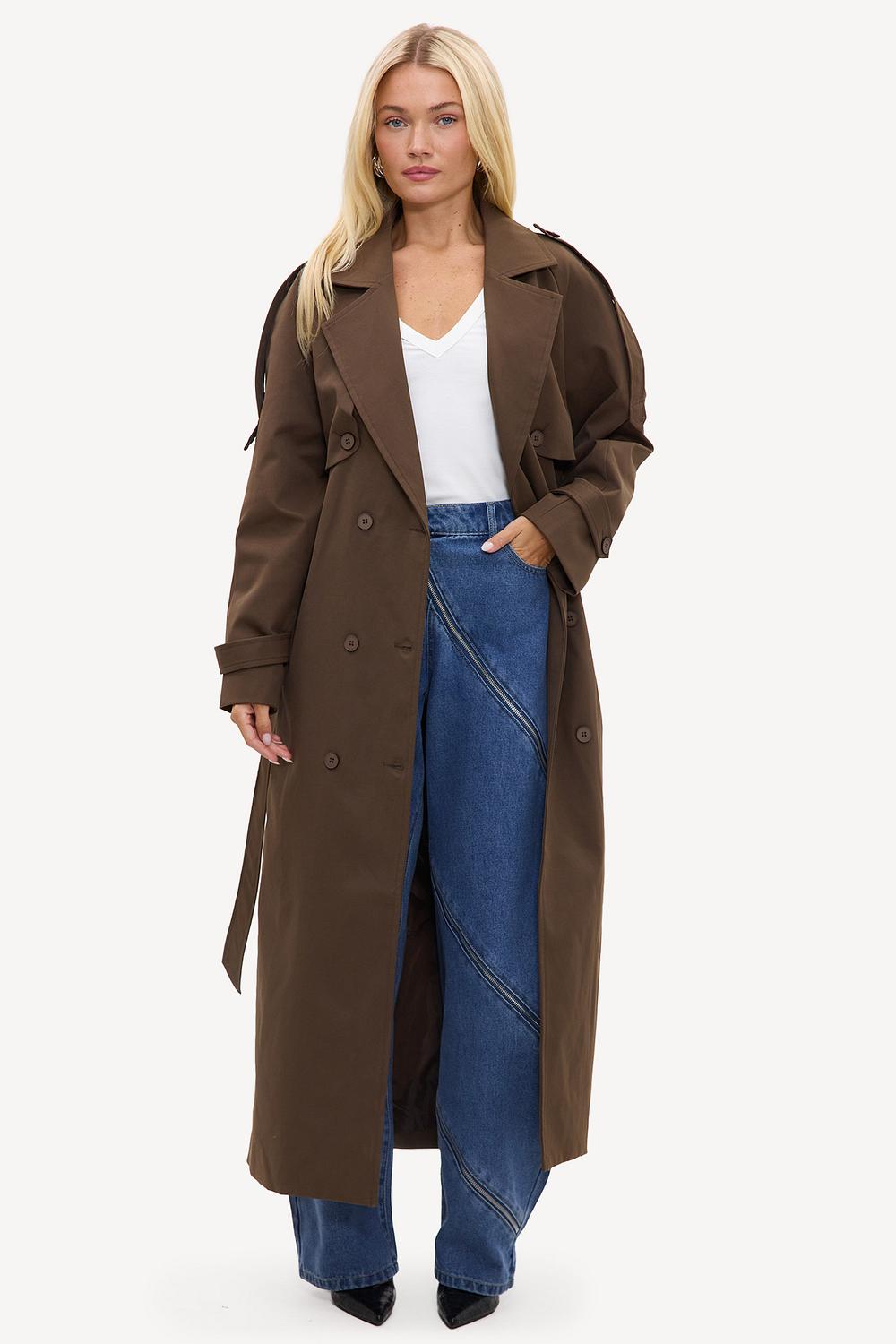 Donkerbruine trenchcoat