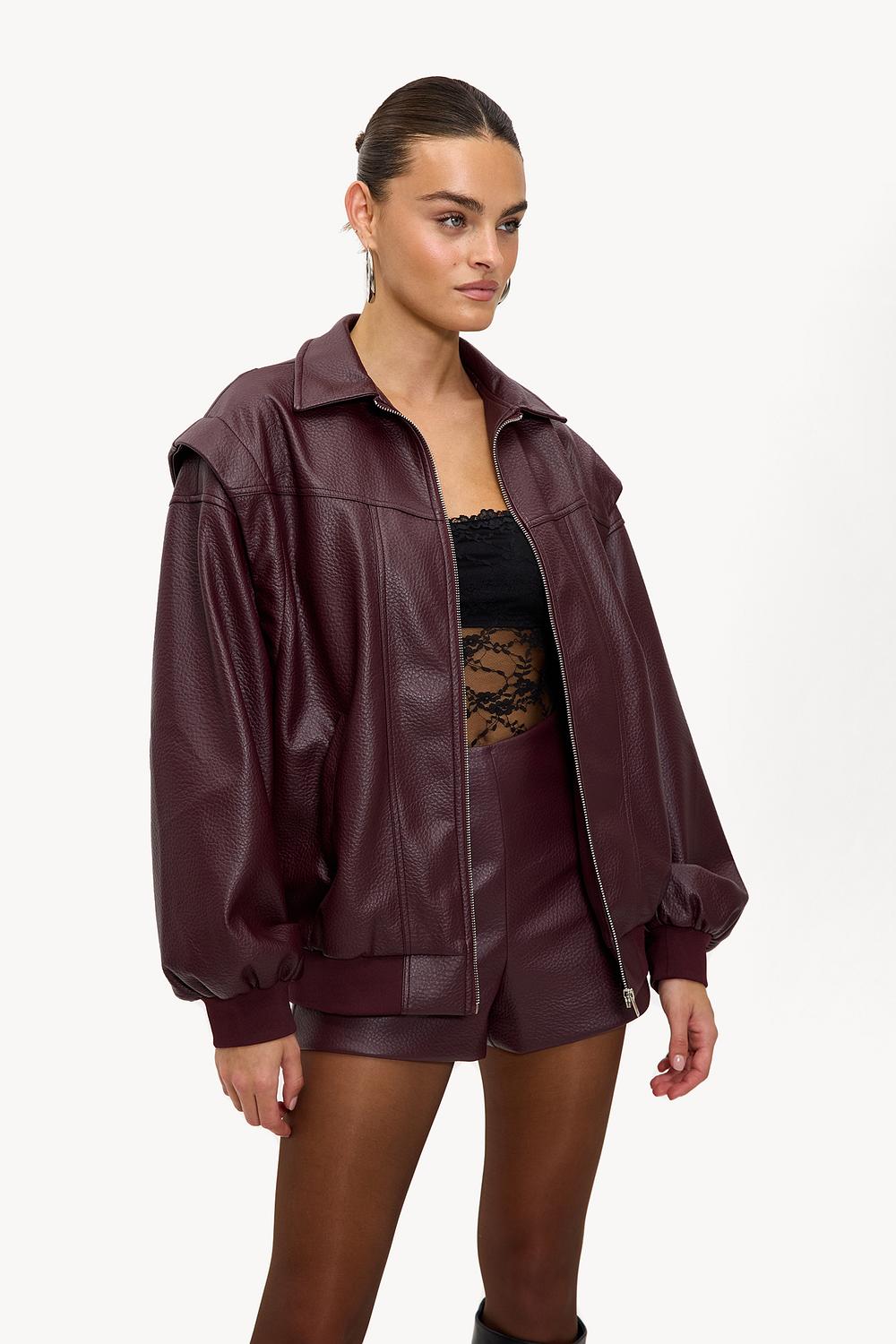 Veste PU bordeaux