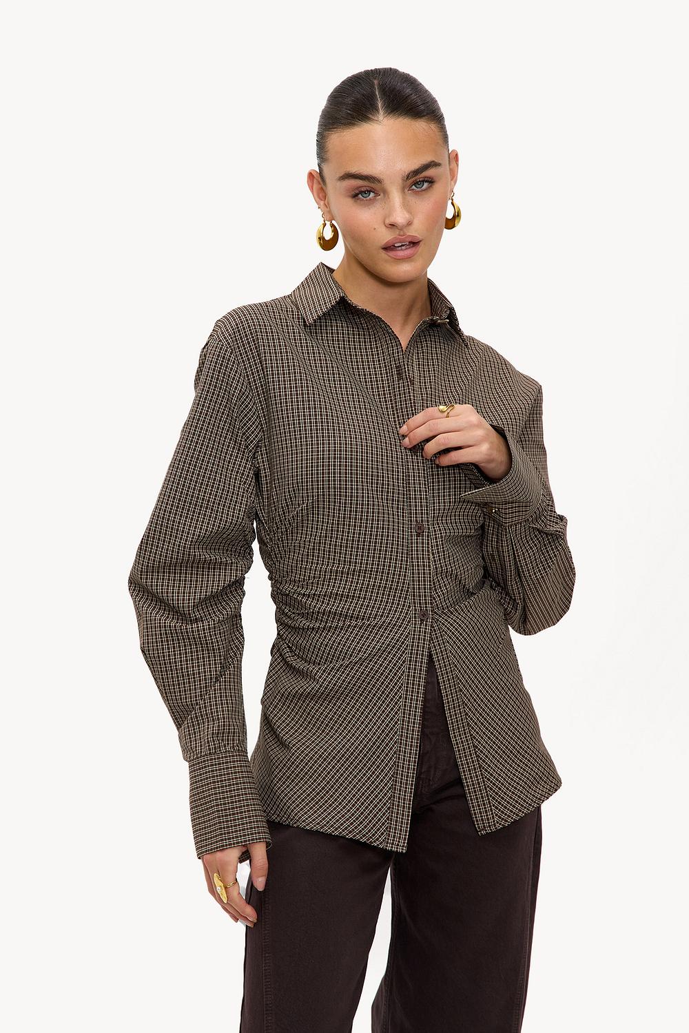 Brown checked blouse
