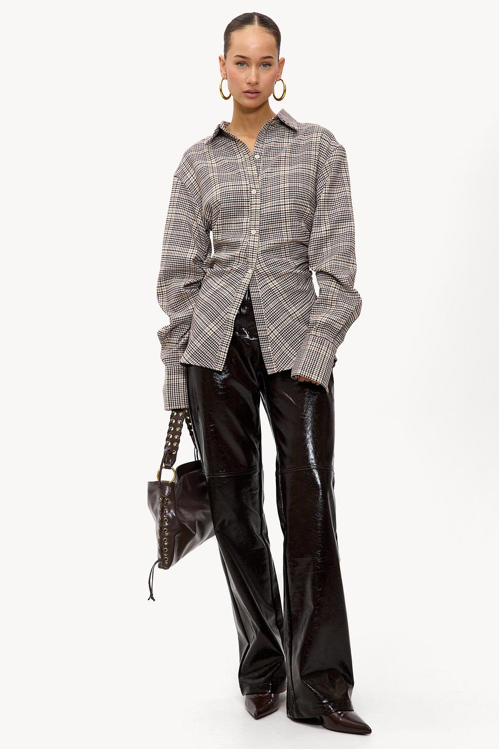 Dark brown PU pants