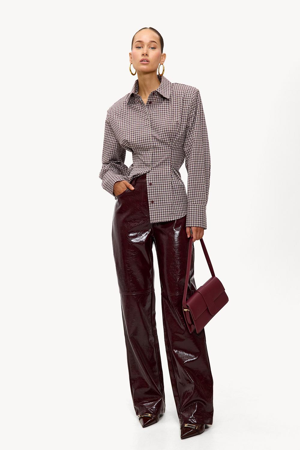 Red PU pants