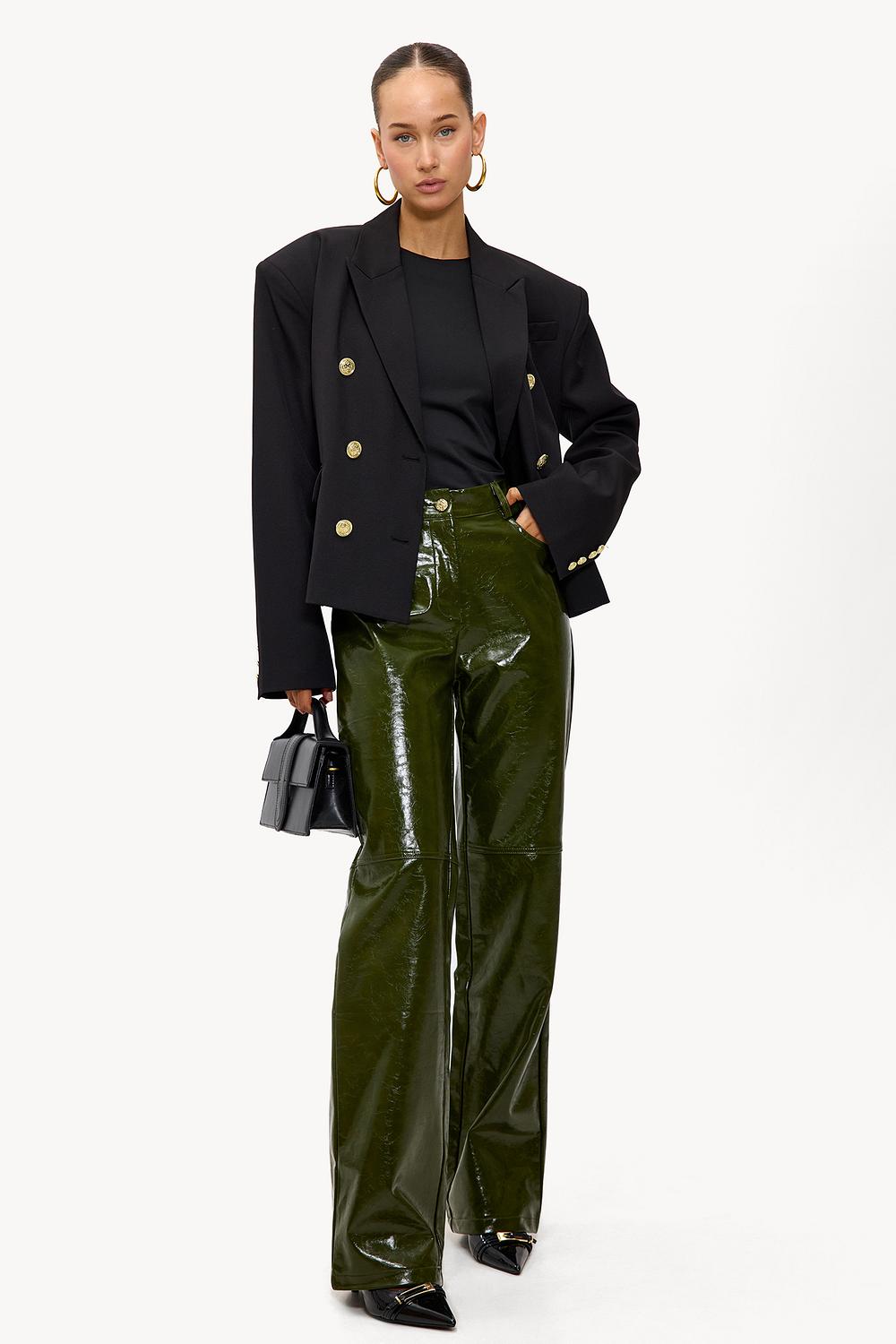 Green PU pants