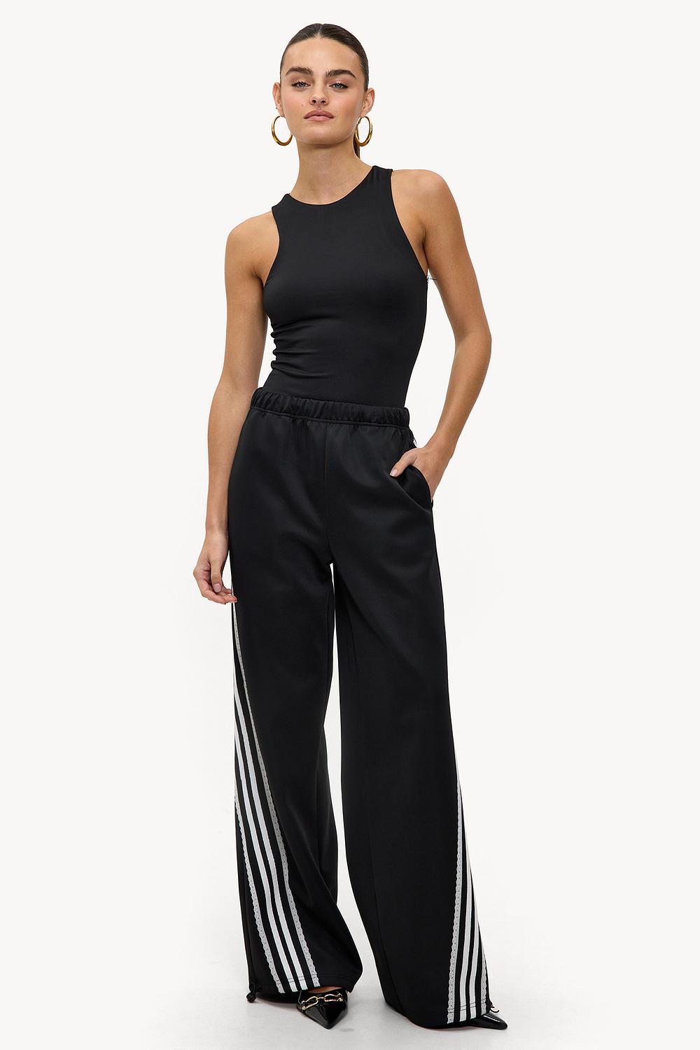 Pantalon de survêtement noir à rayures diagonales