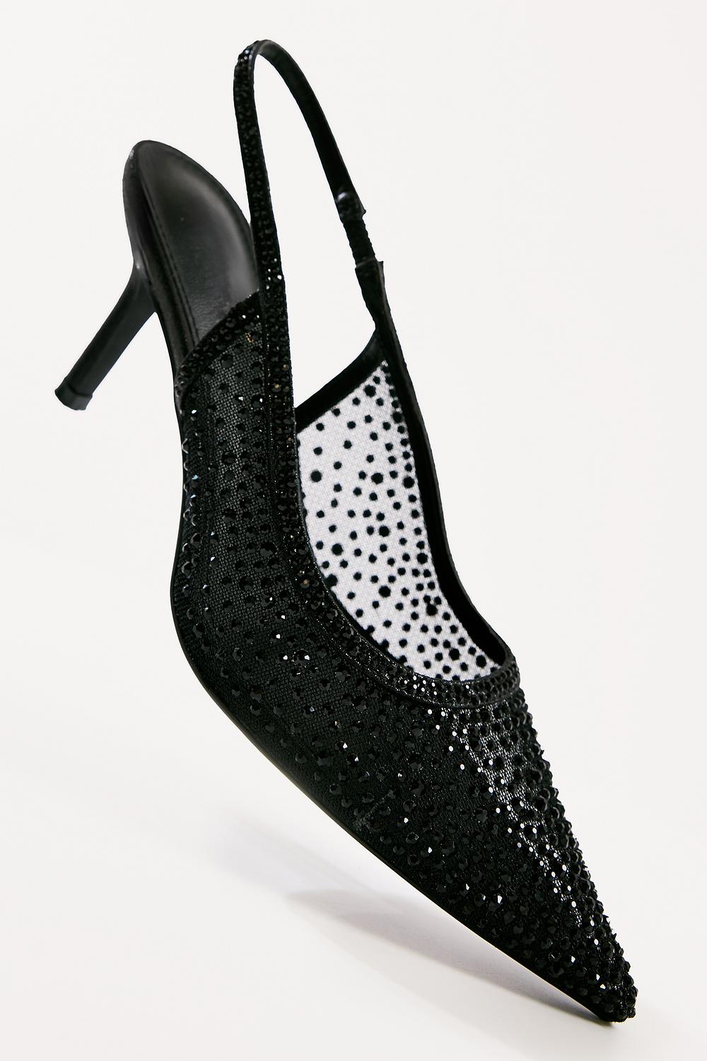 Black heels with rhinestones