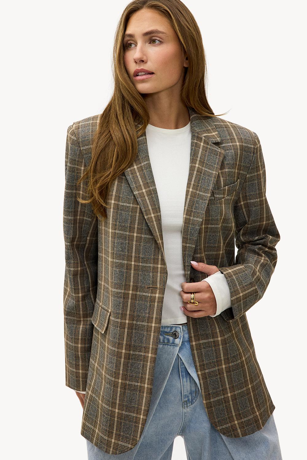 Gray checkered blazer
