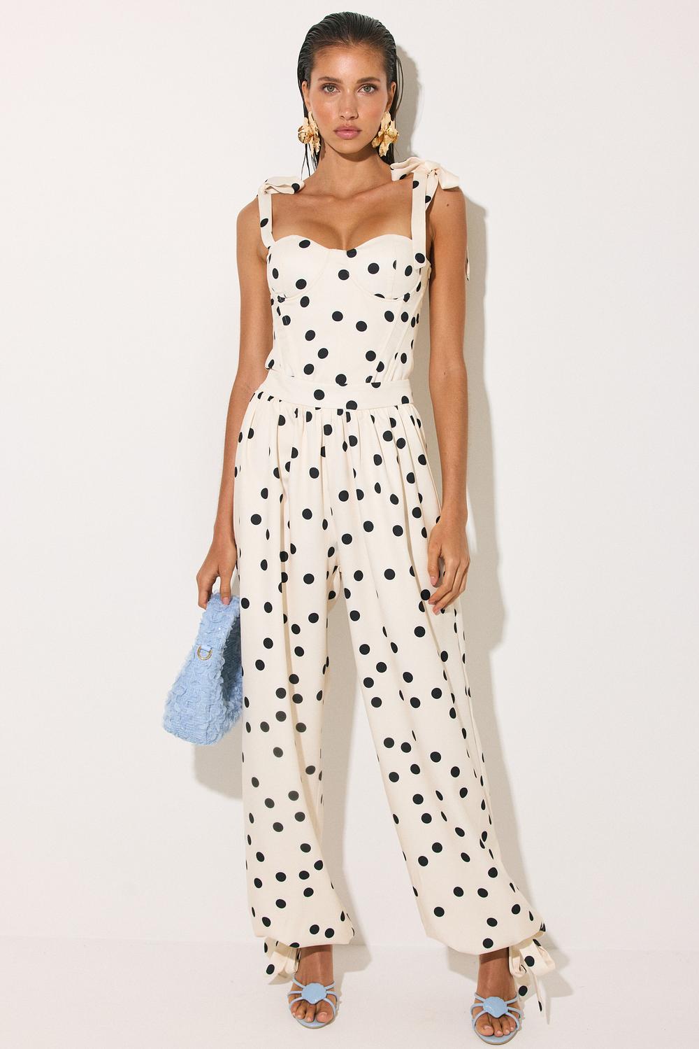 White pants with polka dots