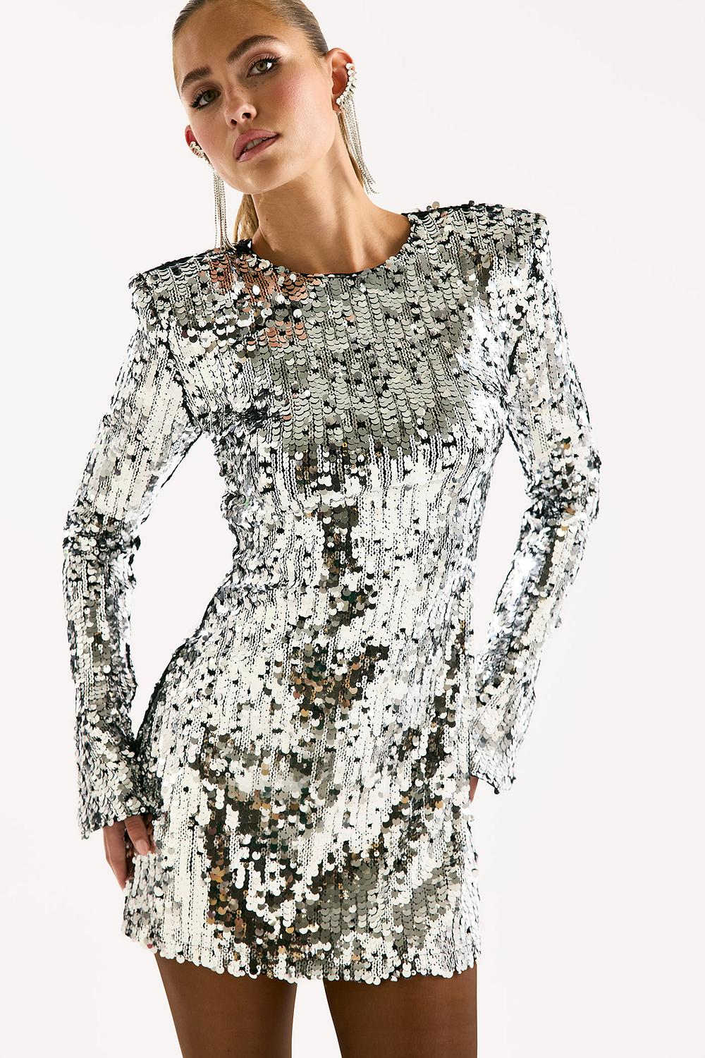 Black dress with silver sequins