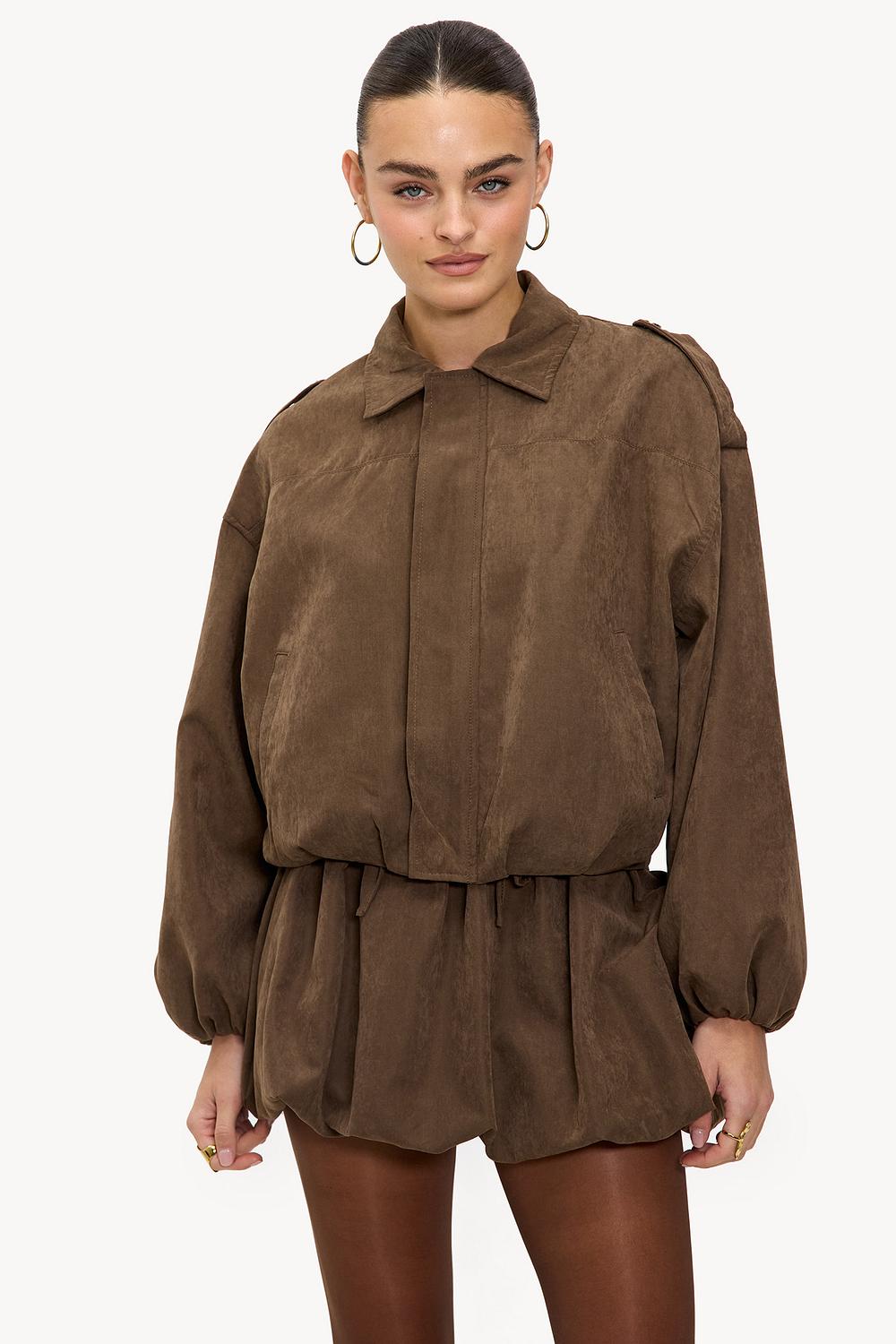 Brown skirt with suede look