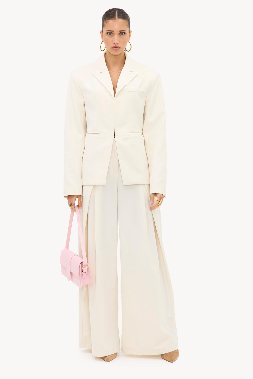 Beige wide-leg pants