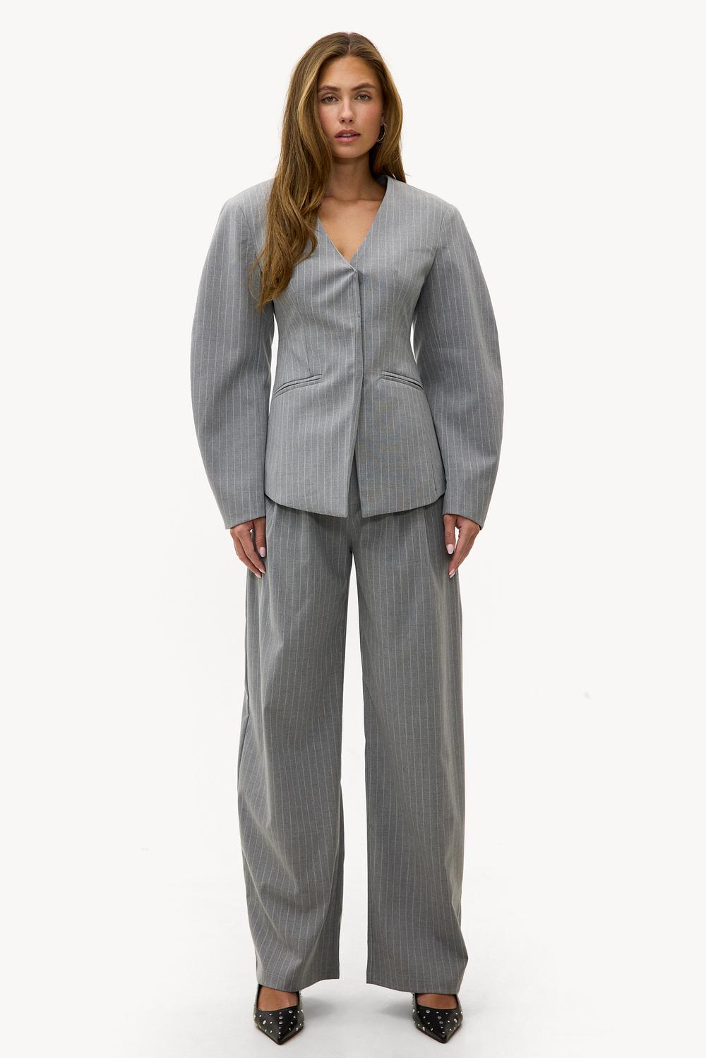 Grey striped trousers