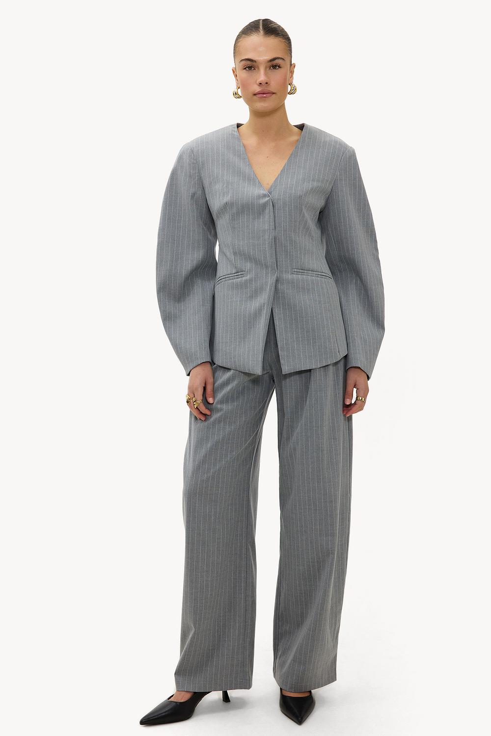 Grey striped trousers