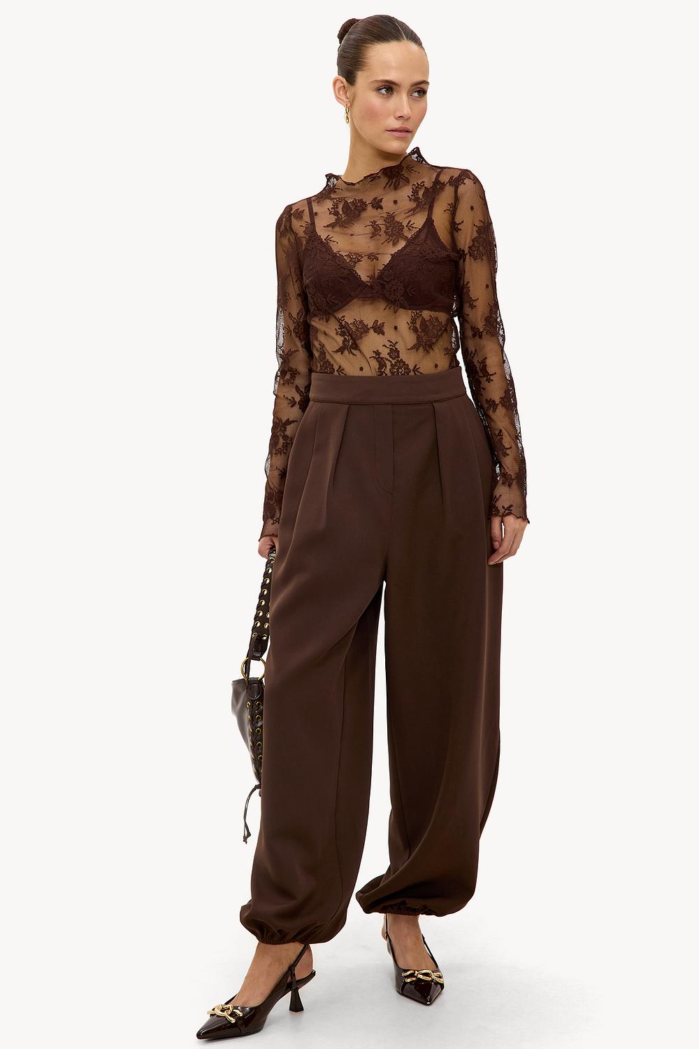 Dark brown balloon trousers
