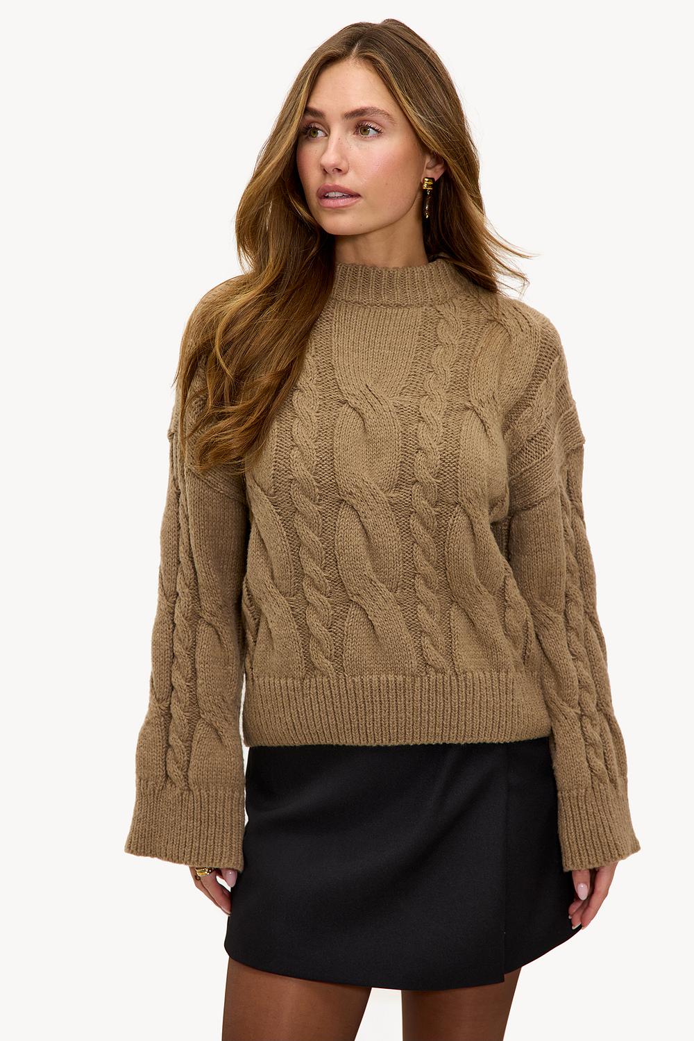Taupe cable knit sweater