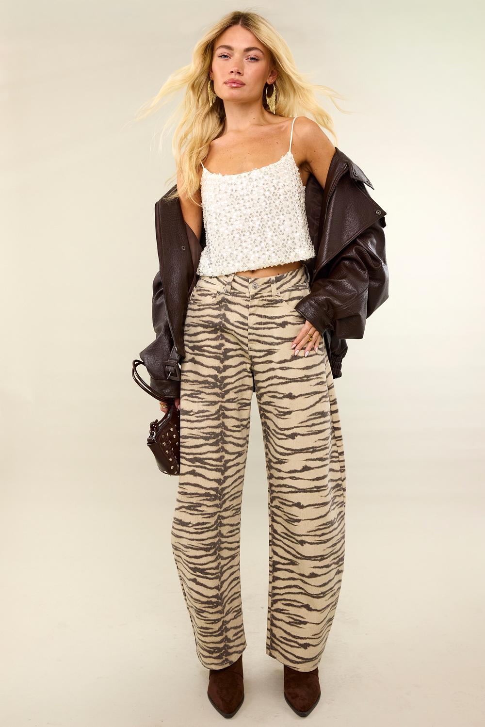 Off-white balloon jeans with a zebra print