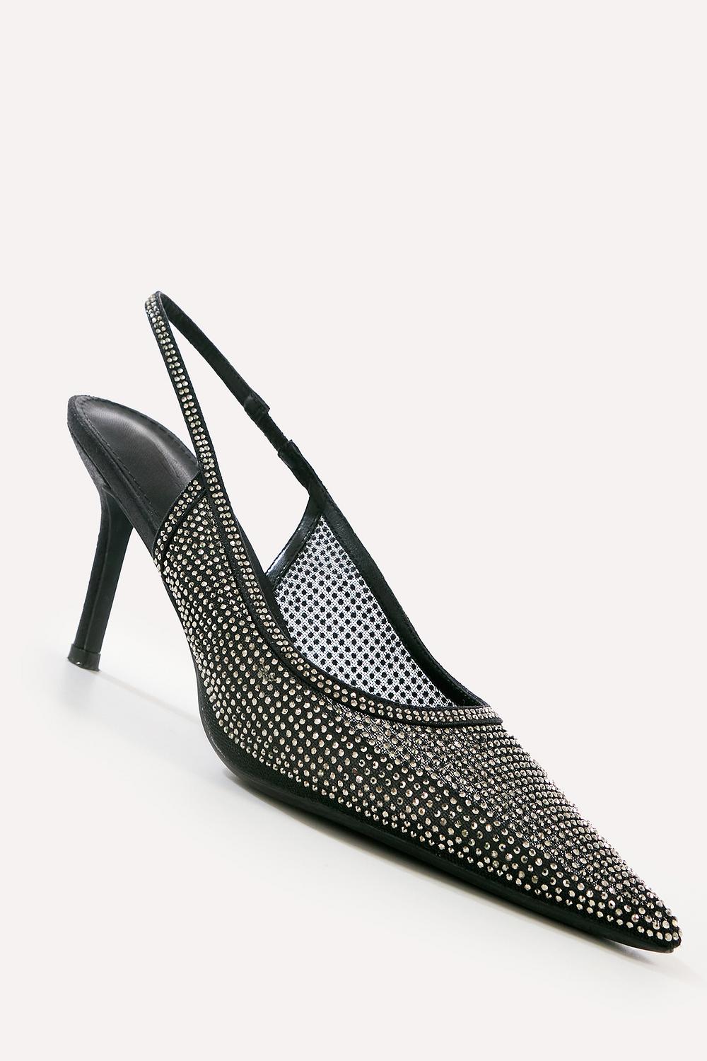 Tacones negros con piedras de strass