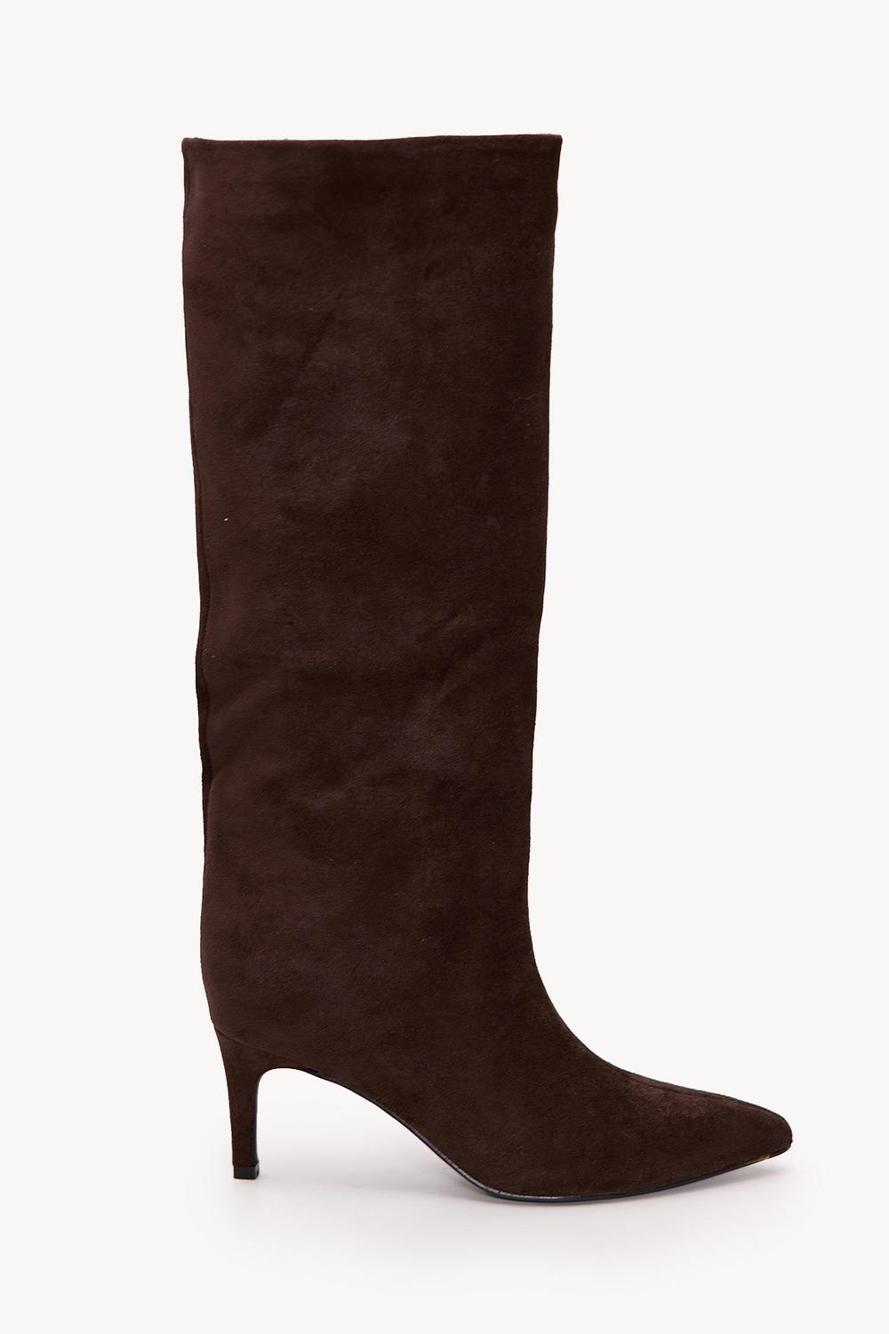 Brown suede-look boots