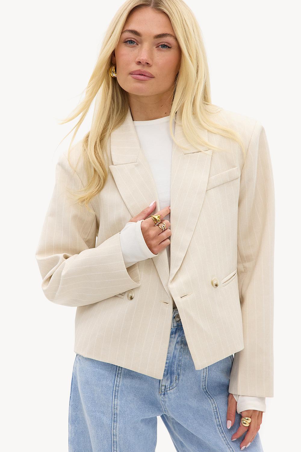 Beige blazer with stripes
