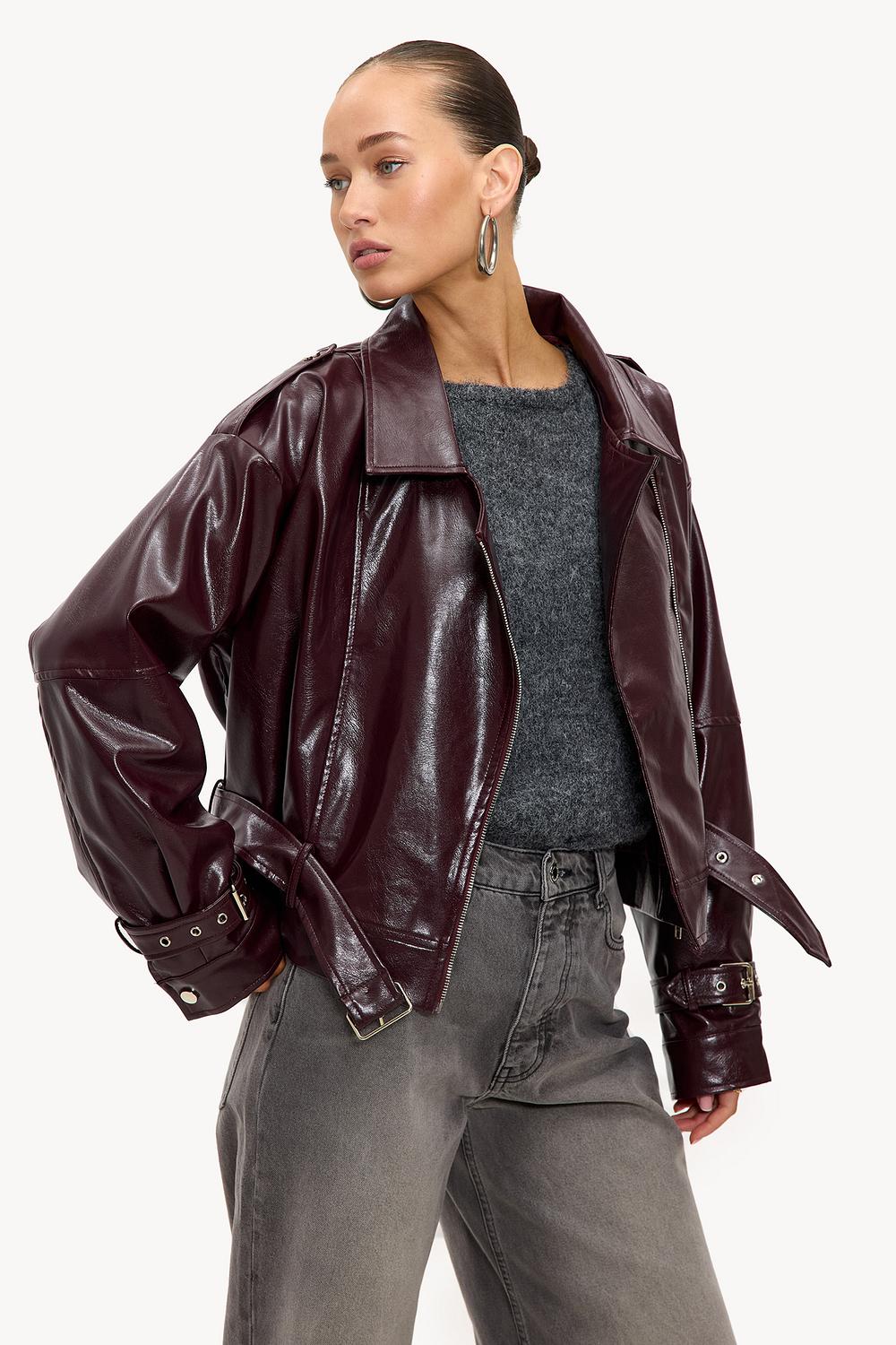Veste PU bordeaux