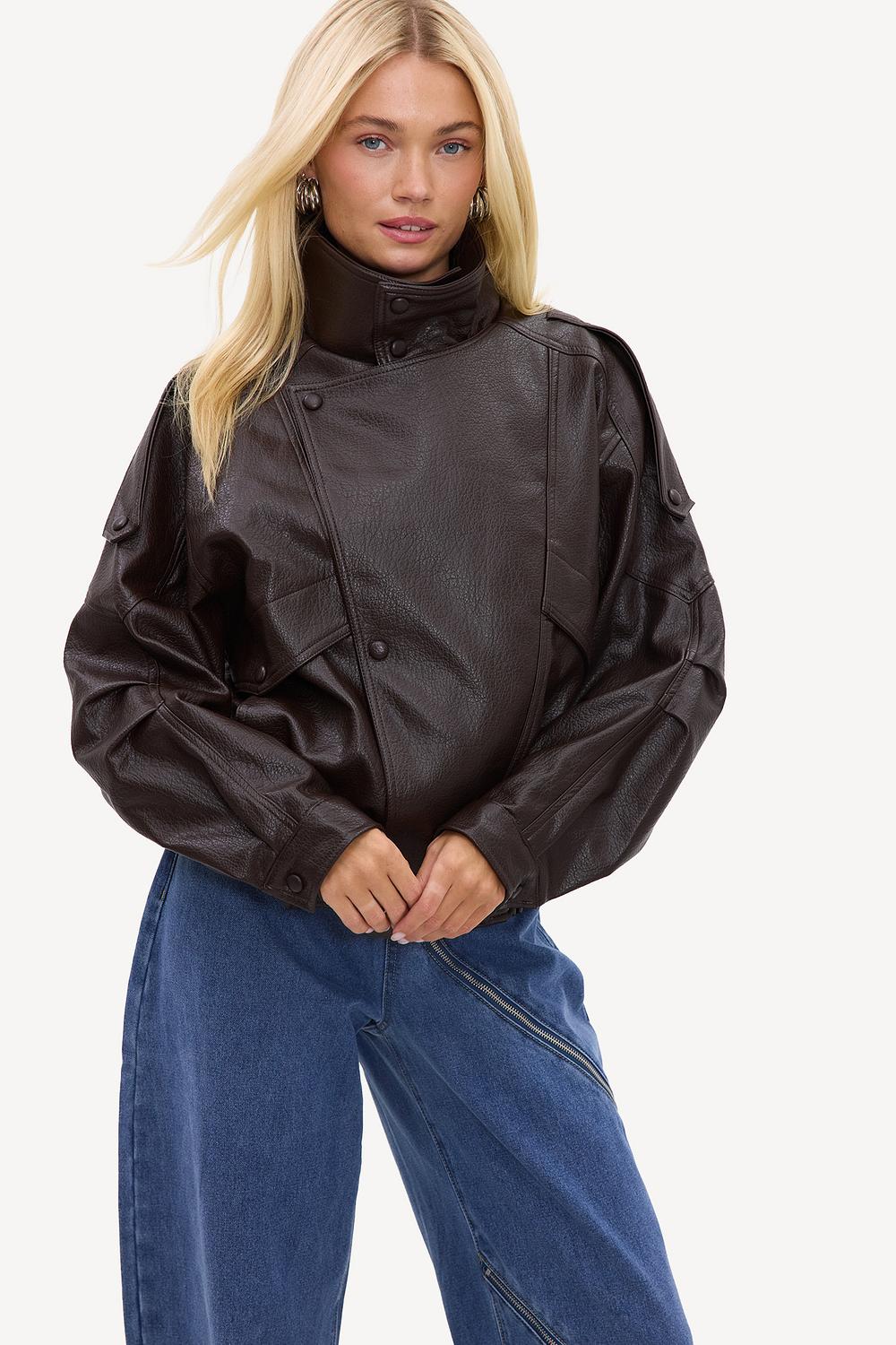 Dark brown PU jacket