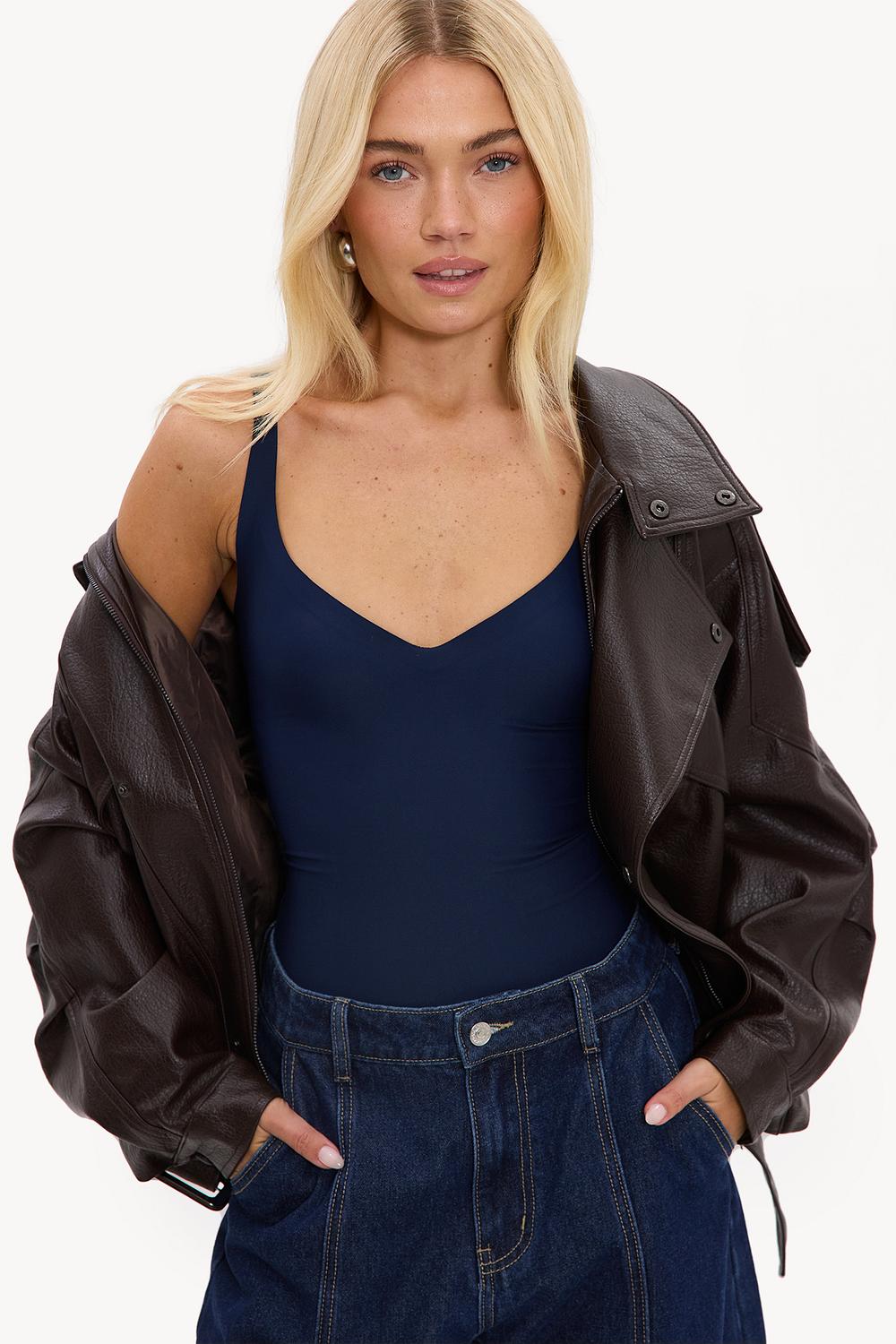 Dark blue fitted bodysuit