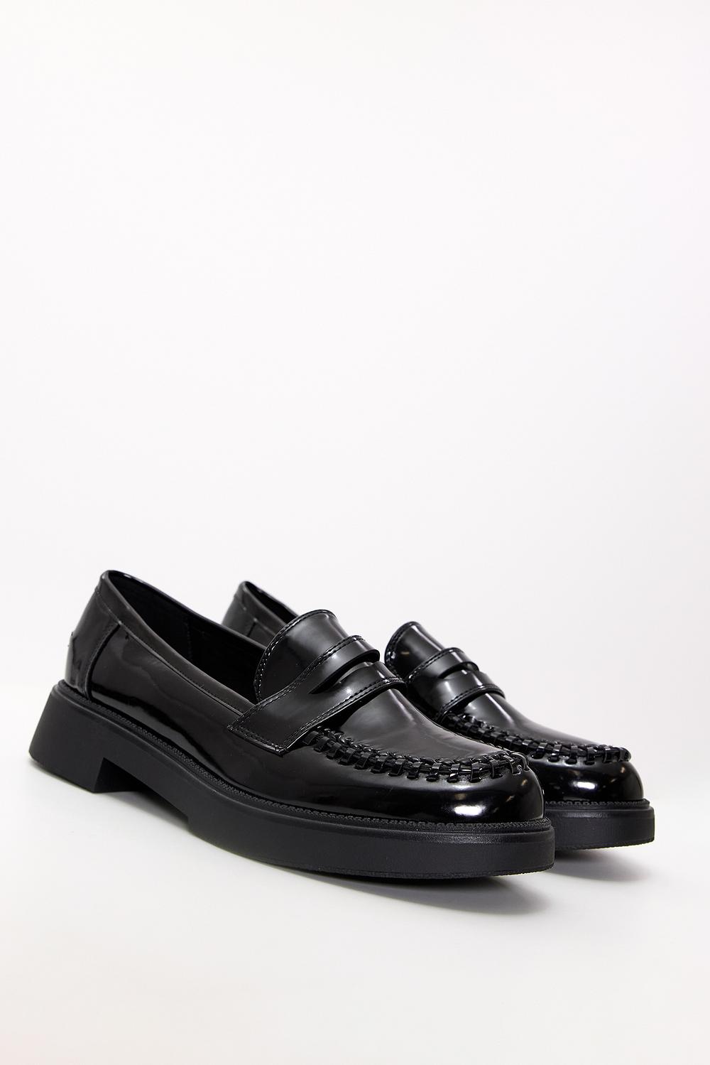 Black patent loafers