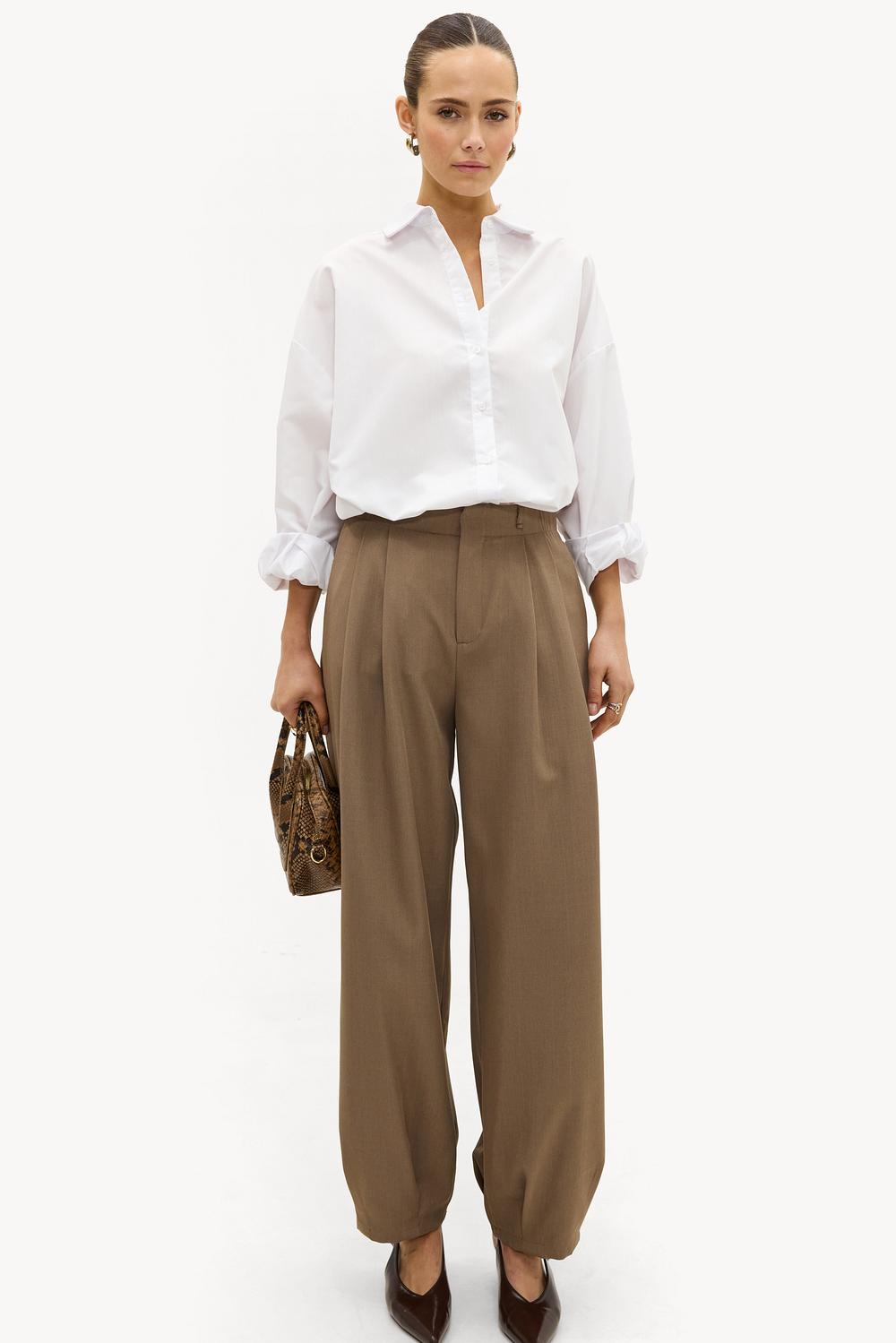 Taupe balloon-fit trousers