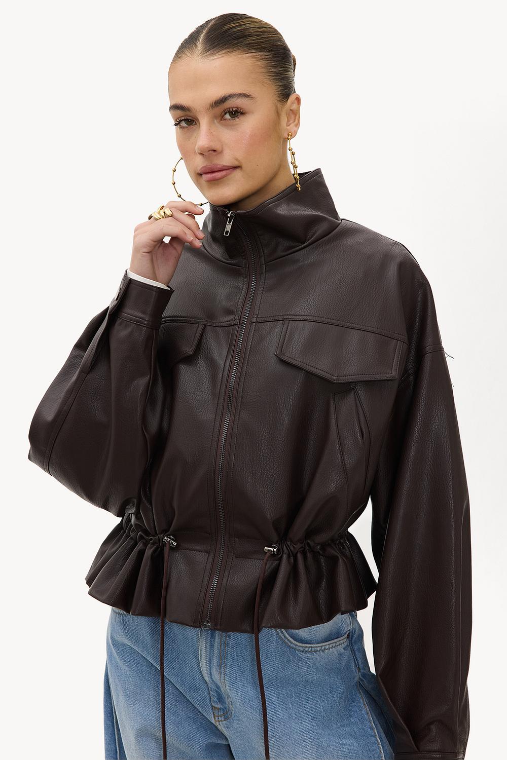 Dark brown PU jacket