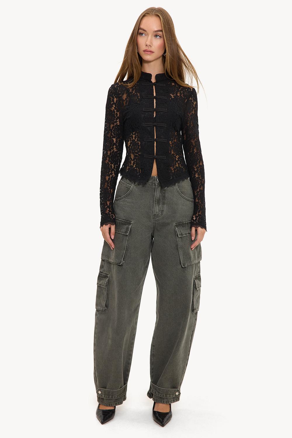 Dark green cargo jeans