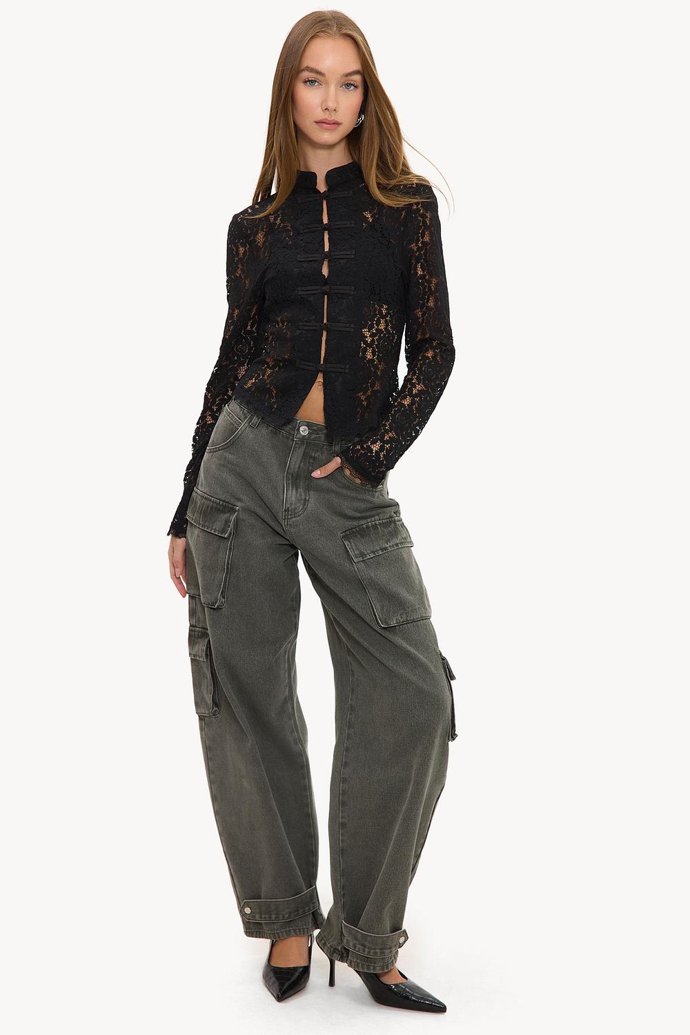 Dark green cargo jeans