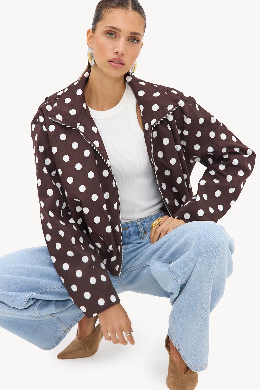 Veste marron à pois