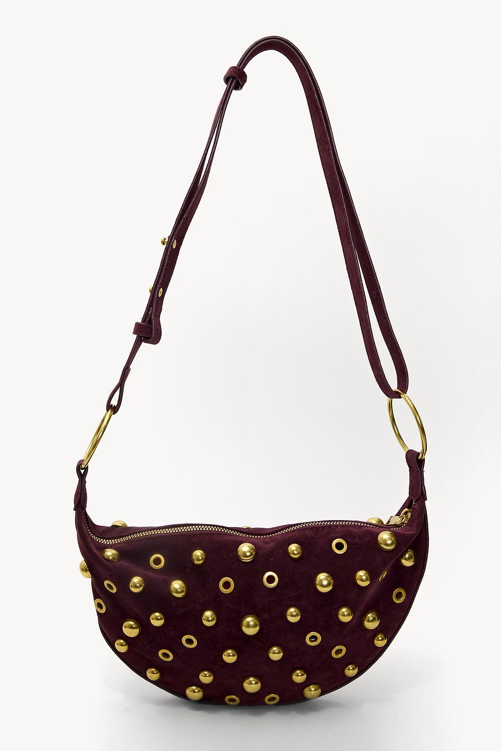 Bolso burdeos con tachuelas